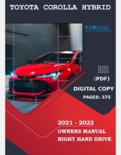 TOYOTA COROLLA HYBRID HATCHBACK 2021-2022 OWNERS MANUAL